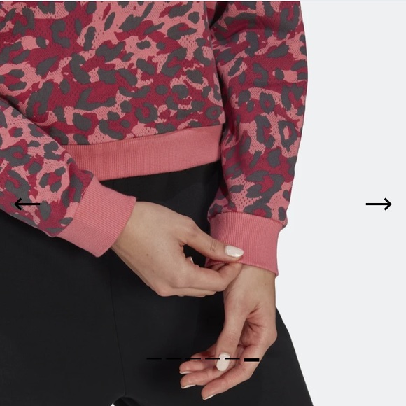 Adidas Pink Grey Leopard Animal Print Logo Sweatshirt Sweater Large - Picture 5 of 8